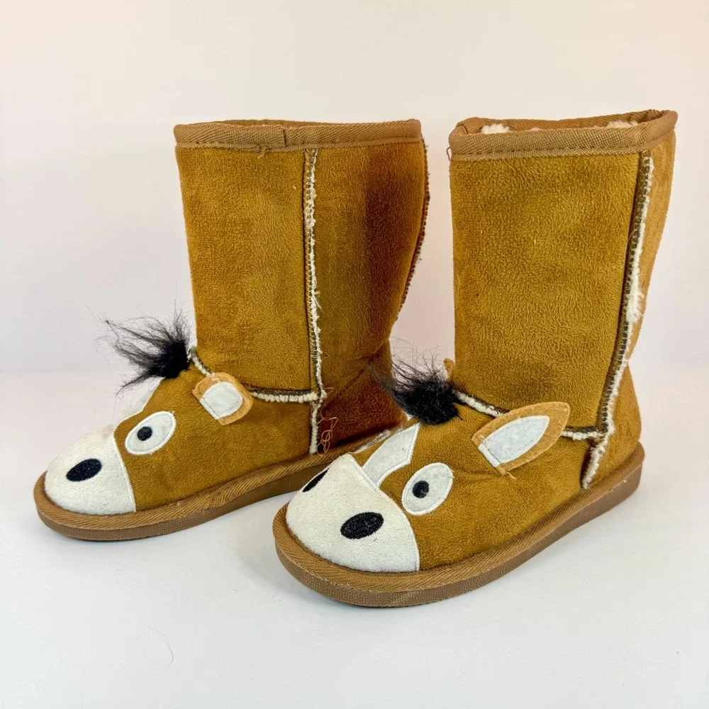 Kids Lazy One Horse Slipper Boots | UGG Style Animal Boots, Cozy Winter Novelty